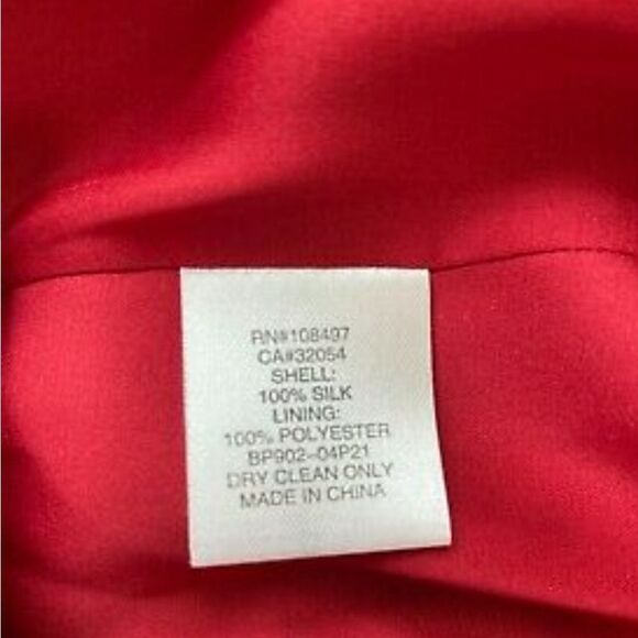 ❌Anthropologie Burlapp Red Silk Cocktail Dress Ruched Roses Small Formal - Picture 8 of 11